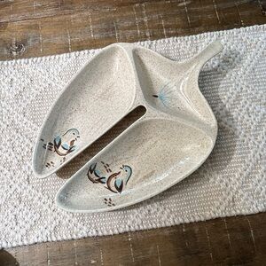 Red Wing Bob White Appetizer Speckled Cream Divided Dish with Brown Flecking